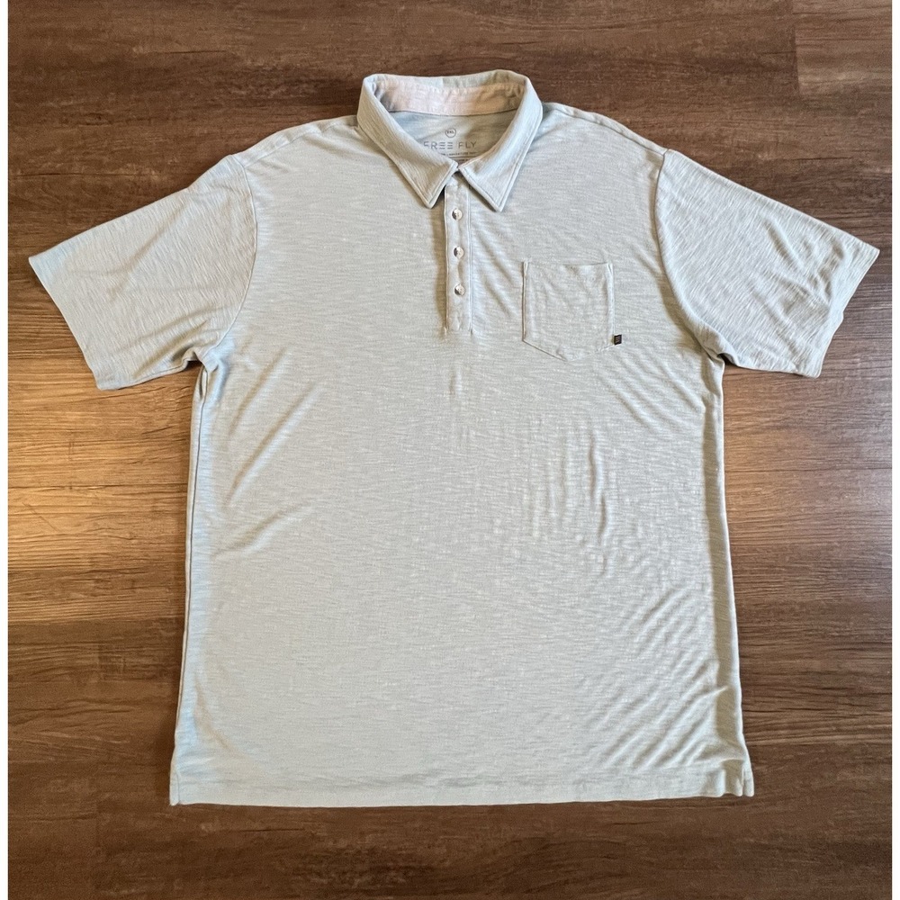 Free Fly‎ Men's Polo Shirt 3XL Seafoam Green Short Sleeve Comfort Fit A44